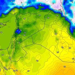 العراق | تزايد تأثر البلاد بالكُتلة الهوائية الدافئة والمصاحبة لمُنخفض البحر الأحمر
