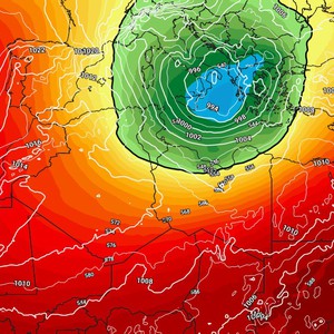 A deep low-pressure system is causing significant weather changes in nine Arab countries.