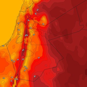 الأردن | انخفاض على درجات الحرارة مع نشاط للرياح الشمالية الغربية المُثيرة للأتربة 