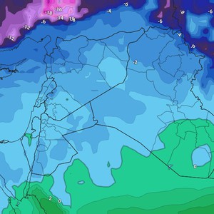 الأردن | تيارات هوائية قطبية رطبة تندفع خلف مركز المنخفض الجوي الخميس والجمعة واستمرار الأمطار وزخات الثلوج