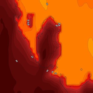 An Arab country records temperatures approaching 50 degrees Celsius for the first time in July.