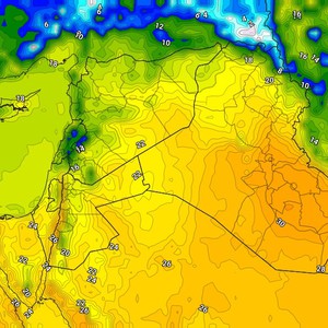 Jordan: Stable weather in the Dead Sea and Aqaba, with a chance of showers in the far north of the Kingdom on Friday.