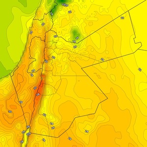 الأردن | رياح جنوبية شرقية نشطة السرعة الثلاثاء بالتزامن مع المزيد من الارتفاع على درجات الحرارة