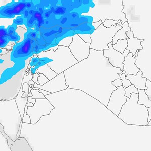 إستمرار فرصة زخات الأمطار في المناطق الساحلية والشمالية نهار الإثنين، وازدياد إحتمالاتها مؤقتاً الثلاثاء 