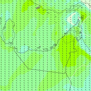 الإمارات - المركز الوطني | نهاية أسبوع مُغبرة مع نشاط على سرعة الرياح أحياناً