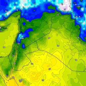 Jordan: A noticeable drop in temperatures on Tuesday with clouds appearing at varying altitudes