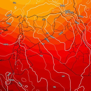 العراق | مُنخفض سطحي مُترافق بكتلة هوائية حارة الأربعاء وتنبيه من الموجات الغُبارية الكثيفة على هذه المناطق 
