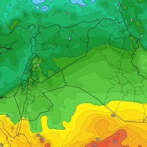 الأردن | استمرار تأثر المملكة بامتداد جاف لمُنخفض البحر الأحمر الإثنين و انخفاض على درجات الحرارة الثلاثاء