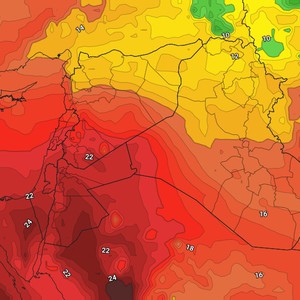 تزايد تأثر المملكة بكتلة هوائية حارة نسبيًا الأربعاء والخميس مع فرص للغبار والأمطار الرعدية على مناطق البادية