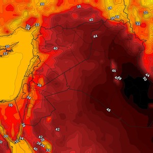 العراق - نهاية الأسبوع | استمرار الموجة الحارة تزامناً مع هبوب رياح مُثيرة للأتربة والغُبار     