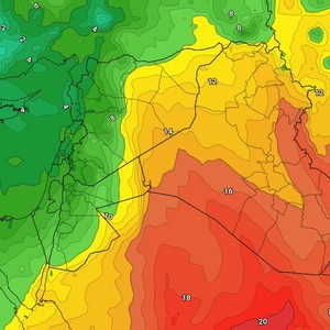 العراق | كُتلة هوائية ذات درجات حرارة ادفأ من مُعدلاتها وفرص للأمطار في مناطق محدودة نهاية الأسبوع