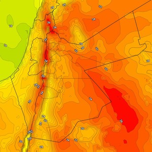 الأردن | المزيد من الارتفاع على درجات الحرارة السبت وفرصة لزخات محلية من الأمطار تتركز فوق مناطق البادية   