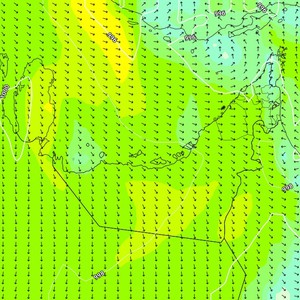 الإمارات | رياح مُحملة بالغُبار تؤدي إلى تدني مدى الرؤية الأفقية تزامناً مع انخفاض على درجات الحرارة 