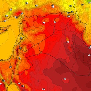الأردن: توزيع الضغط الجوي يعيق توغل الكتلة الهوائية الحارة ويمنعها من التطور إلى موجة حارة