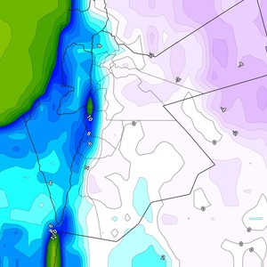 Jordan: The Siberian high-pressure system will extend starting Monday evening, bringing bitterly cold weather and extremely low nighttime temperatures.