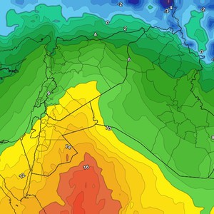An extension of the Red Sea depression will bring a rise in temperatures in the coming days and active easterly winds in some periods.