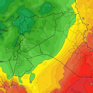الأردن | الكتلة الهوائية الدافئة تبلغ ذروتها الثلاثاء وانخفاض ملموس على درجات الحرارة الأربعاء