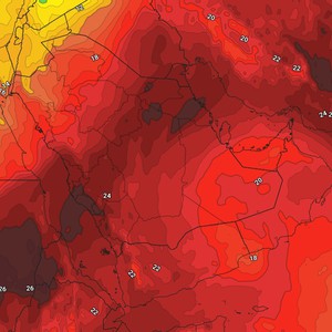 السعودية | كتلة هوائية معتدلة تؤثر على شمال المملكة وبقايا منخفض السيال تصل إلى جنوب شرق المملكة (التفاصيل)