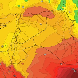العراق - نهاية الأسبوع | استمرار تأثير الكتلة الهوائية الخريفية ذات درجات حرارة اقل من مُعدلاتها على الدولة     