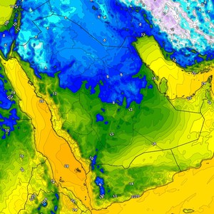 Golfe Persique | L&#39;effet de la vague de froid s&#39;étend à de nombreuses régions en fin de semaine (baisse notable des températures et activité éolienne importante)