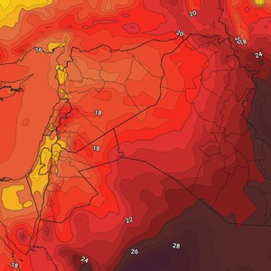 الأردن | كتلة هوائية مُعتدلة الحرارة ورطبة الخصائص تؤثر على المملكة وانخفاض على درجات الحرارة إعتباراً من الإثنين       