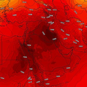 الخليج العربي | طقس شديد الحرارة  ورياح نشطة وأمطار رعدية غزيرة على بعض المناطق الأيام القادمة