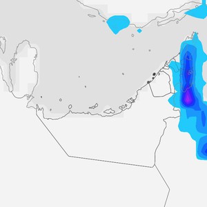 الإمارات وعمان: المناطق المشمولة بالأمطار والبَرَد غدًا