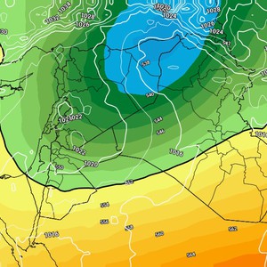 العراق | مُراقبة اندفاع كتلة هوائية قطبية شديدة البرودة تتمركز فوق الدولة إعتباراً من الأحد
