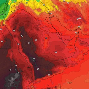 الخليج العربي | ازدياد نشاط الكتل الهوائية الدافئة وعودة فرص الغُبار للارتفاع