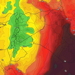 الأردن | كتلة هوائية لطيفة تجلب انخفاض ملموس على درجات الحرارة الأحد والاثنين وفرص لبعض الأمطار شمال المملكة 