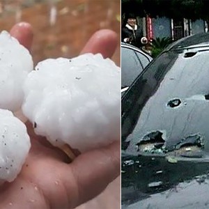 Lors d&#39;un orage de grêle...si vous n&#39;avez pas d&#39;outil de mesure, vous pouvez déterminer le diamètre d&#39;un grêlon en regardant la paume de votre main (comment ça ?)