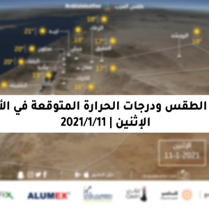 حالة الطقس ودرجات الحرارة المُتوقعة في الأردن يوم الإثنين 11-1-2021