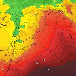 النشرة الأسبوعية للعراق | كتلة هوائية حارة تؤثر على الدولة إعتباراً من مُنتصف الأسبوع  