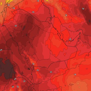 كتلة هوائية أقل حرارة تصل الرياض وانخفاض واضح على درجات الحرارة هذا الموعد
