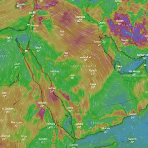 تحت المراقبة | موجة غبار محتملة نهاية الأسبوع  تبدأ من الحدود الشمالية وتتحرك للشرقية ثم الربع الخالي