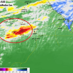 عواصف رعدية قوية تؤثر تهب على غرب منطقة الرياض ، وتحذيرات للعاصمة ! ( تنبيه رقم 1)