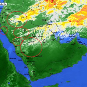 تنبيه : سلسلة من السحب الرعدية بدأت تتشكل على اجزاء من المملكة ( عصر ومساء الاربعاء)
