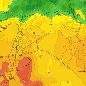 الأردن | مؤشرات على اندفاع كتلة هوائية دافئة وغير مُعتادة لمثل هذا الوقت إعتبارًا من بداية الأسبوع المقبل