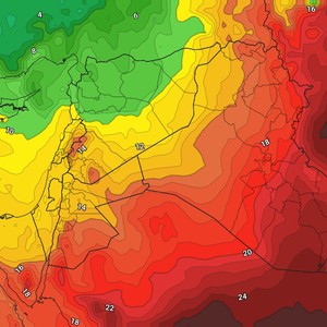 الأردن | كتلة هوائية ذات درجات حرارة أقل من المُعتاد تؤثر على المملكة نهاية الأسبوع (التفاصيل)