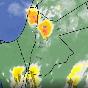 الأردن - تحديث الساعة 6:00م | استمرار نشاط السُحب الرعدية القوية على جنوب العاصمة عمان بمافيها الطريق الصحراوي مترافقة مع زخات غزيرة من الأمطار