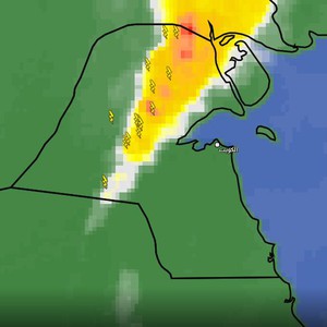 تطور لسحابة رعدية قوية تقترب من المدن الرئيسية في دولة الكويت الساعات القليلة القادمة