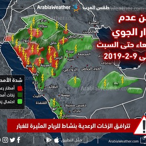 هام | تقلبات جوية وأمطار رعدية تشمل مناطق واسعة من السعودية نهاية الأسبوع  