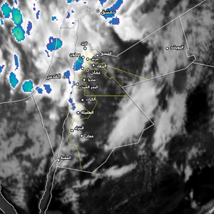 الأردن - تحديث الساعة 1:28 بعد الظهر | بداية عبور سُحب ماطرة العاصمة وتجدد هطول الأمطار مع زخات بردية