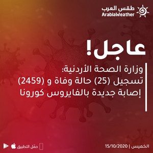 الأردن: تسجيل (25) حالة وفاة و (2459) إصابة جديدة بالفايروس كورونا