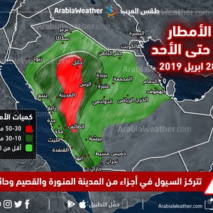 السعودية | تقلبات جوية حادة تطال أجزاء مختلفة من المملكة الجمعة والسبت .. أمطار غزيرة وبرديات متوقعة 