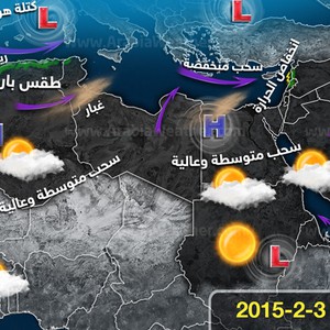 حالة الطقس المُتوقعة يوم غدٍ الثلاثاء