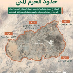 تُنشر للمرة الأولى | خارطة فريدة من نوعها تكشف حدود الحرم المكي التي يشملها فضل مضاعفة ثواب الصلاة