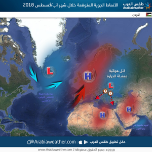 النشرة الجوية الشهرية لشهر آب - أغسطس 2018 للأردن
