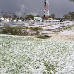 شاهد..لحظة تساقط البرد على مُتنزهين في الطائف  