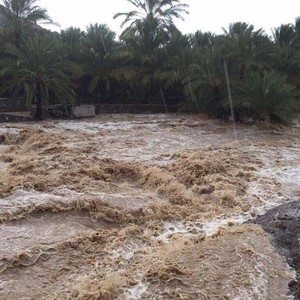 أمطار رعدية غزيرة وتشكُل السيول على حتا التابعة لإمارة دبي 